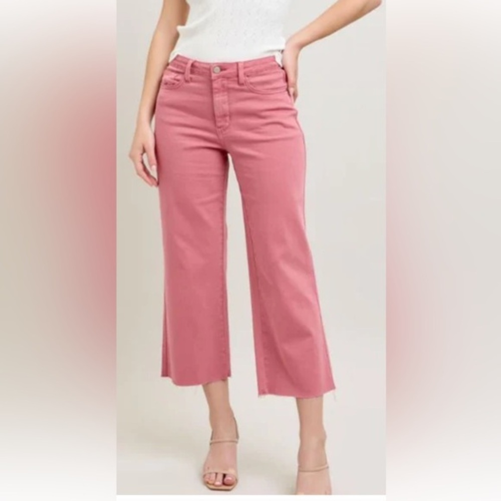Harper Mid Rise Kick Crop Pink Women's Jeans